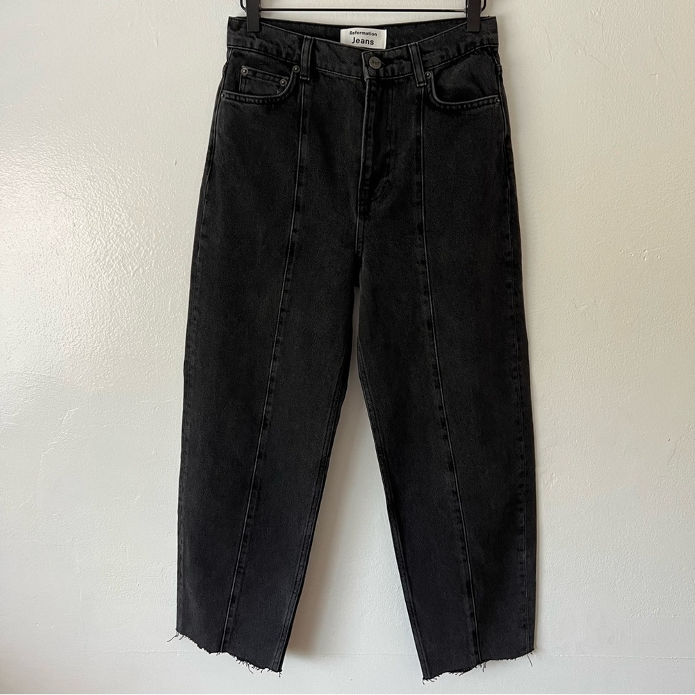 Reformation Kris Relaxed Curve Seamed Jean in Seine